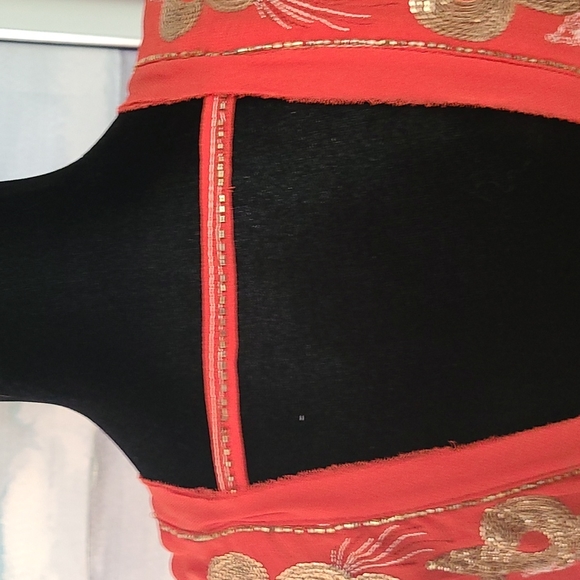 Free People Orange V neck  Peplum Blouse  sz XS - Picture 5 of 8